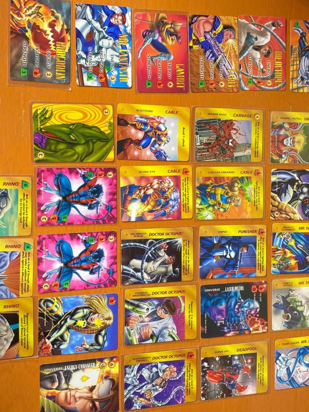 1995 Marvel OverPower TCG Card Lot (21 Cards) - Gambit, Cable, Dr. Octopus, Rhin
